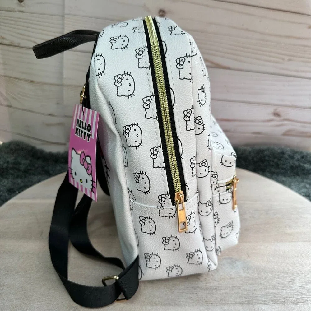 Hello Kitty Mini Backpack White Red Bow Faux Leather Sanrio 10" - Picture 10 of 16